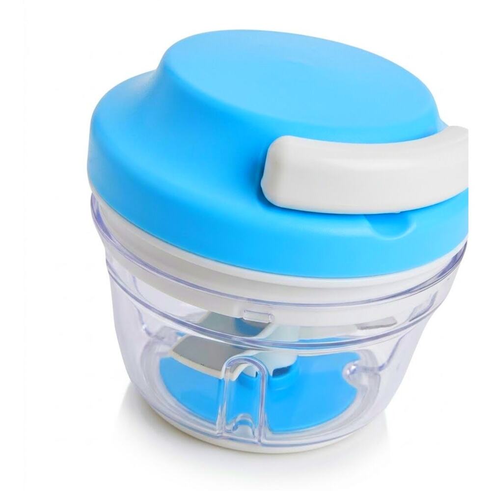 Tupperware Chop N Prep Chef Mini Manual Food Chopper Blue Clear